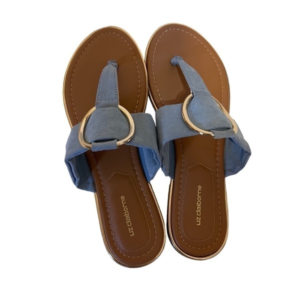NEW LIZ CLAIBORNE Calayan Dusty Blue Sandals - Picture 4 of 7